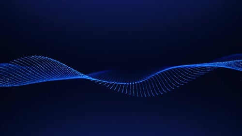Futuristic Blue Wave Technology loop. Animation in Dark Environment. Smooth flowing and dynamic digi