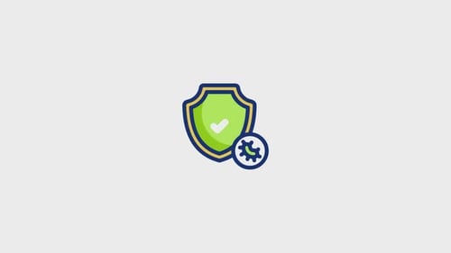Animated Security Shield with Settings and Malware Icon