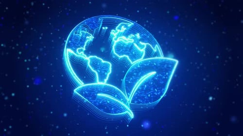 Futuristic Neon Earth and Leaves Environment Loop