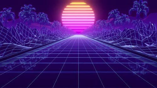 Loop Background Neon Retro Wave 80s Style