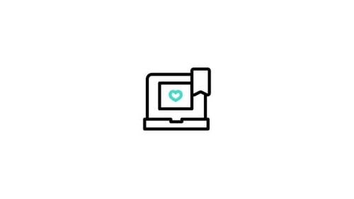 Animated Laptop Icon with Heart and Bookmark for Online Favorites