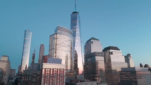 New York City World Trade Center Manhattan From Hudson River American Urban Landscape NYC Cityscape