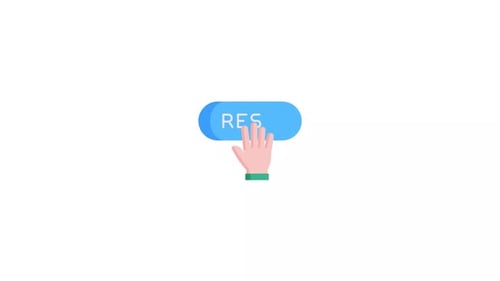 Animated Hand Clicks Reset Button Interface