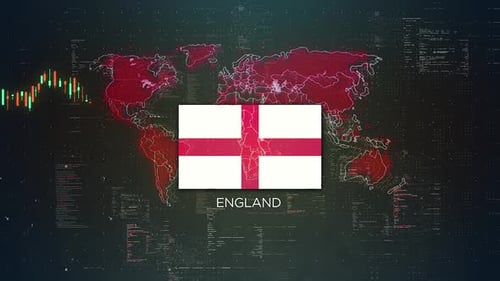 England Stock Market Chart Background With Flag