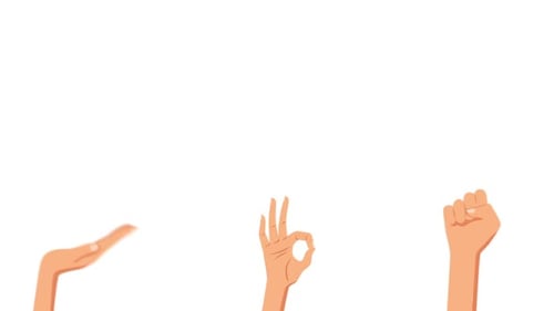 Animated Hand Gestures Pack in Flat Design Style