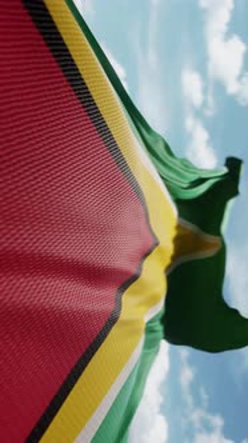 Animated Flag of Guyana Waving in Blue Sky