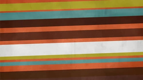 A retro pattern displays vibrant horizontal lines