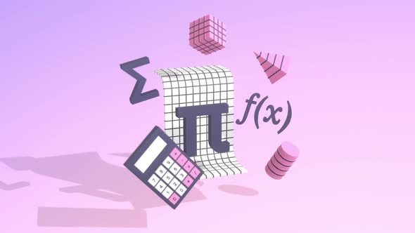 Modern 3D Mathematical Symbols and Calculator Floating Animation ...