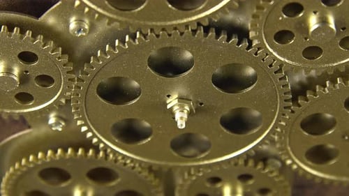 Rotating Gears in Intricate Mechanical Clockwork System