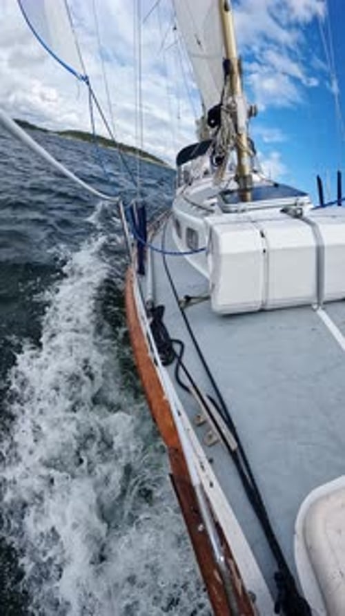 Sailing Yacht First Person View, Fluttering Sails, Stockholm Archipelago Baltic
