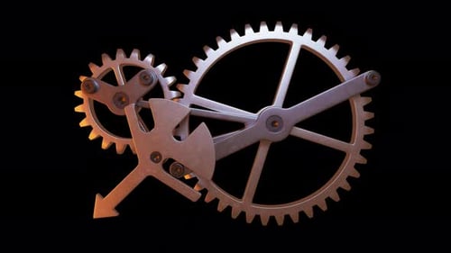 Looping animation of a group of metal gears. Alpha Channel.