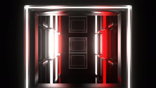 Red And White Fast Flashing Light Strobe Neon Corridor Background Vj Loop In 4K