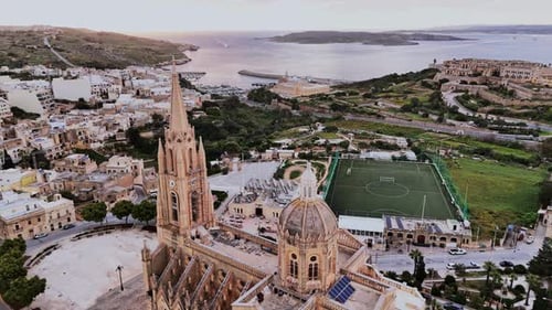 Aerial view of Malta showcasing architecture and coastal landscape