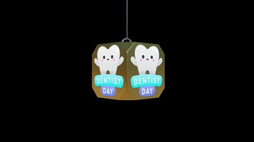 Cute 3D Tooth Dentist Day Rotating Cube Animation