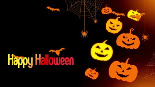 Happy Halloween Background Pumpkin, Bats Flying On Black