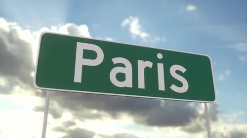 Welcome to Paris sign with blue sky background