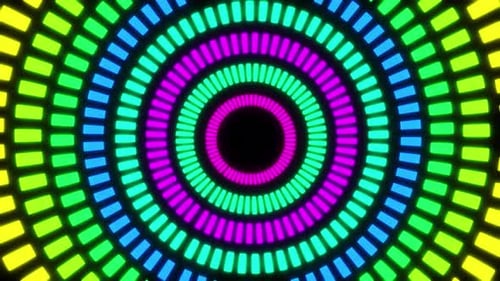 Colorful glowing Circle Disco Music Background. Vj Loop Animation Of Disco Dancing Background, Party