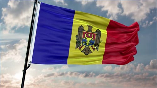 Moldova Flag Background Realistic Waving In The Wind 4K