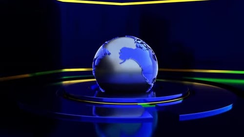 Futuristic 3D Rotating Earth Globe Broadcast Background