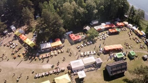 festival, an artisan market in an open-air museum, lots of people