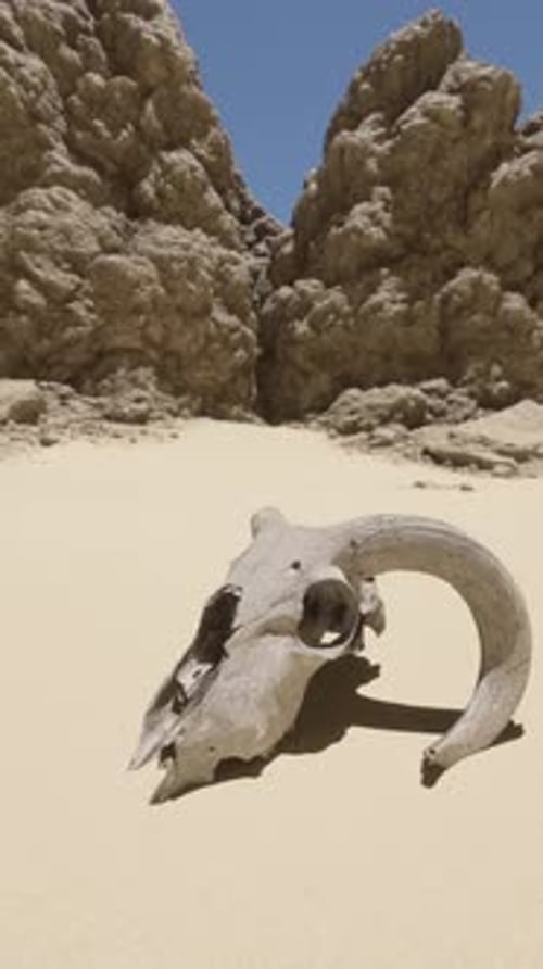 An Animal Skull in the Middle of a Desert