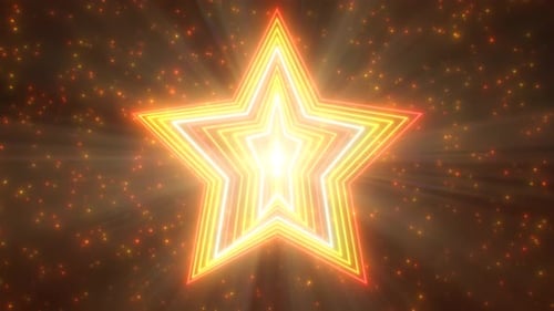 Bright Neon Glowing Star Spinning Loop Background