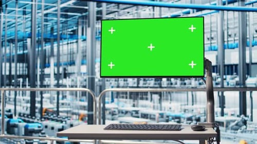 Chroma-Key-Monitor mit Blick auf Industrie 4.0 Smart Factory
