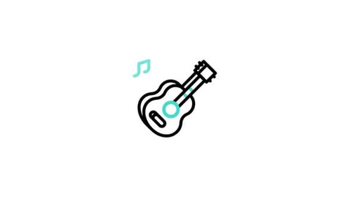 Minimalist Ukulele Icon Animation with Musical Notes