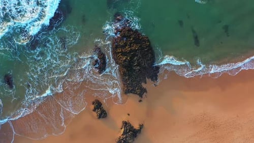 Aerial View Tropical Sandy Beach and Ocean
