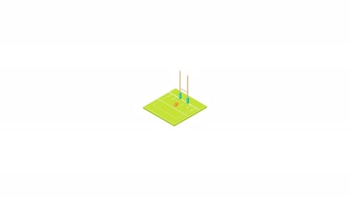 Animated Isometric Bouncing Ball Animation On Green Platform