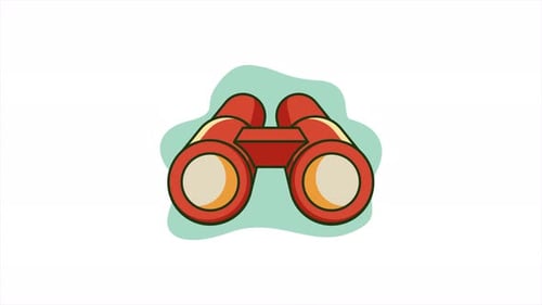 Animated Binoculars Icon for Discovery and Exploration