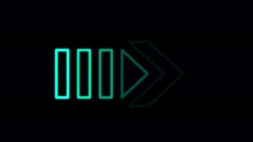 Animation of Blue Neon Arrow Pointing Right on black background