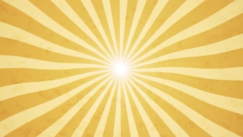 Yellow Sunburst Stripes Animation Background. Seamless Loop Retro 70s Inspired Swirl Motion Graphics
