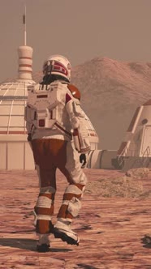 Family colonists to Mars, a man, a woman and a child.