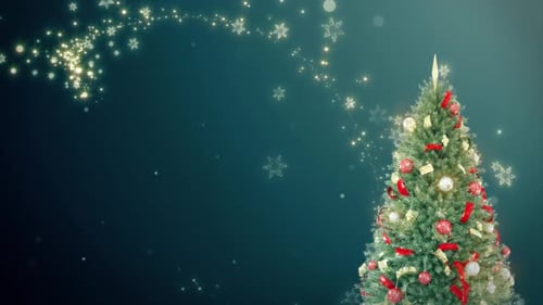 Festive Christmas Tree and Sparkling Snowflakes Animation