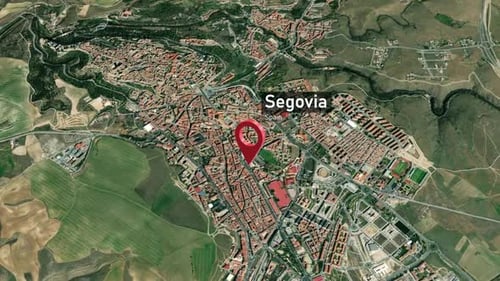 Zoom de la carte de la ville de Ségovie (Espagne) de l'espace à la Terre