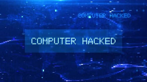 Animation de texte numérique piratée par ordinateur HD sur une carte du monde futuriste et des effets HUD
