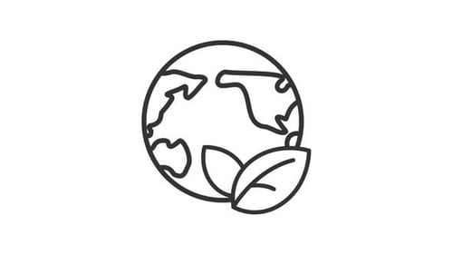 Animated Earth globe with leaves line icon