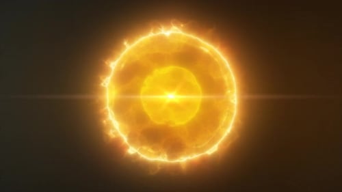 Feuerorange elektrische Ringkugel mit glühendem Zentrum und dynamischen Plasmafilamenten, die Energie ausstrahlen