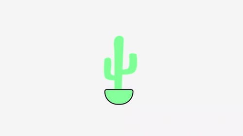 Flat Design Potted Cactus Growing Animation