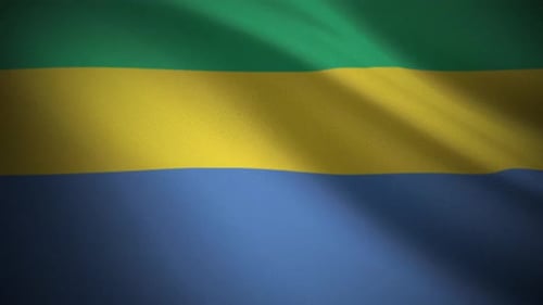 Gabon Flag Waving Realistic Seamless Loop