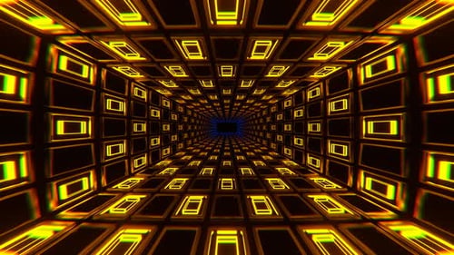 Orange And Blue Neon Light Squares On Grate Background Vj Loop In 4K