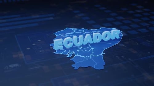 Futuristic 3D Map of Ecuador Text Reveal