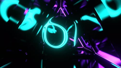 Purple And Turquoise Psychedelic Neon Core In The Infinite Tunnel Background Vj Loop In 4K