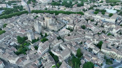 Uzès City and Duchy Castle Aerial