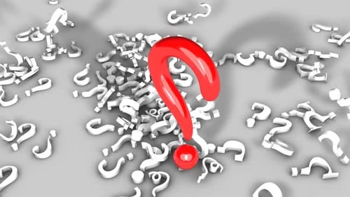 Rotes Fragezeichen auf grauem Hintergrund