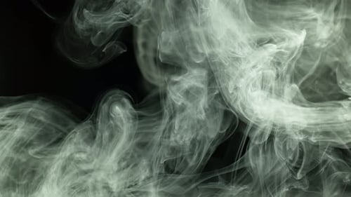 Ethereal White Smoke Flowing on Black Background