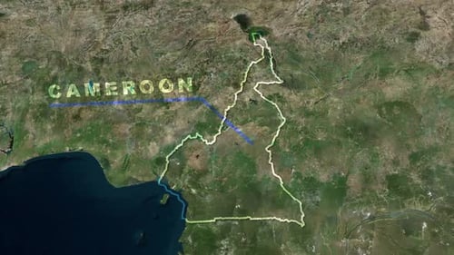 Modern Earth Zoom into Cameroon Map Outline Reveal
