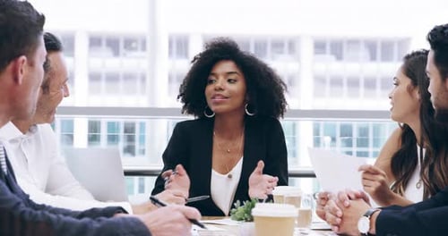 Business Meeting in a Bright Urban Office
