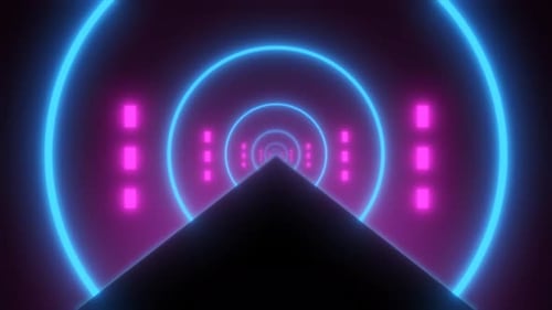 Abstract glowing neon retro tunnel round bright shiny multicolored beautiful. Abstract background.